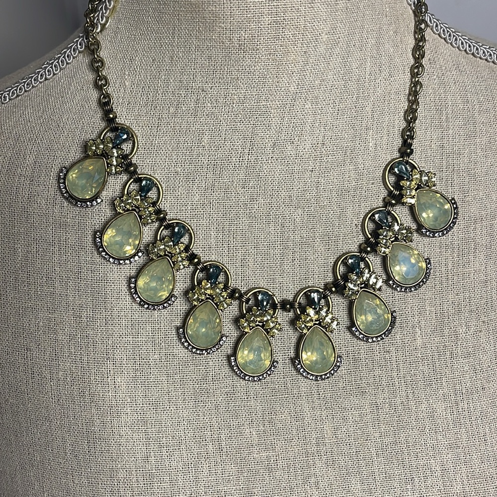Elegant Gold with yellow and Blue beaded Necklace. Women’s fashion jewelry
